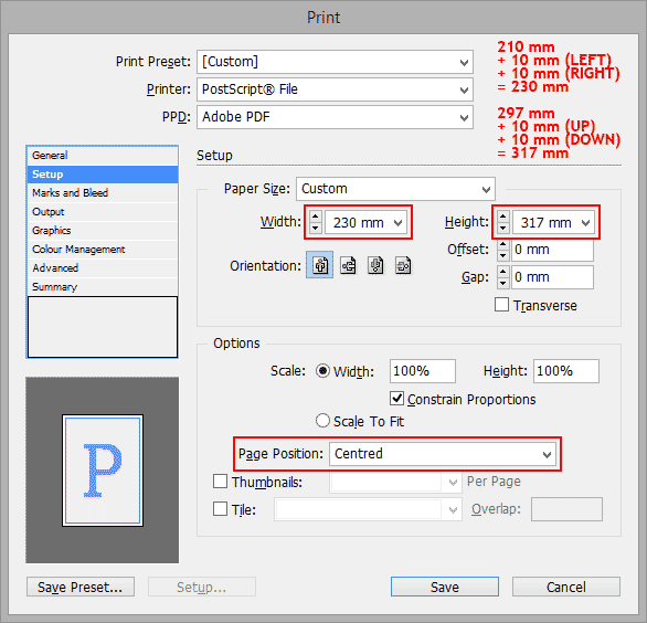 Adobe InDesign (CS5) PRINT to PS (PostScript)